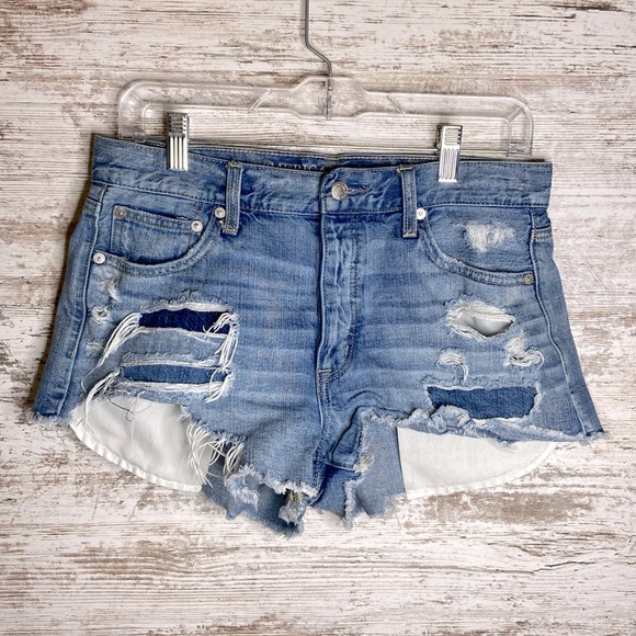 American Eagle Outfitters Vintage Hi-Rise Festival Shorts Sz 8 exposed pockets - Picture 1 of 5